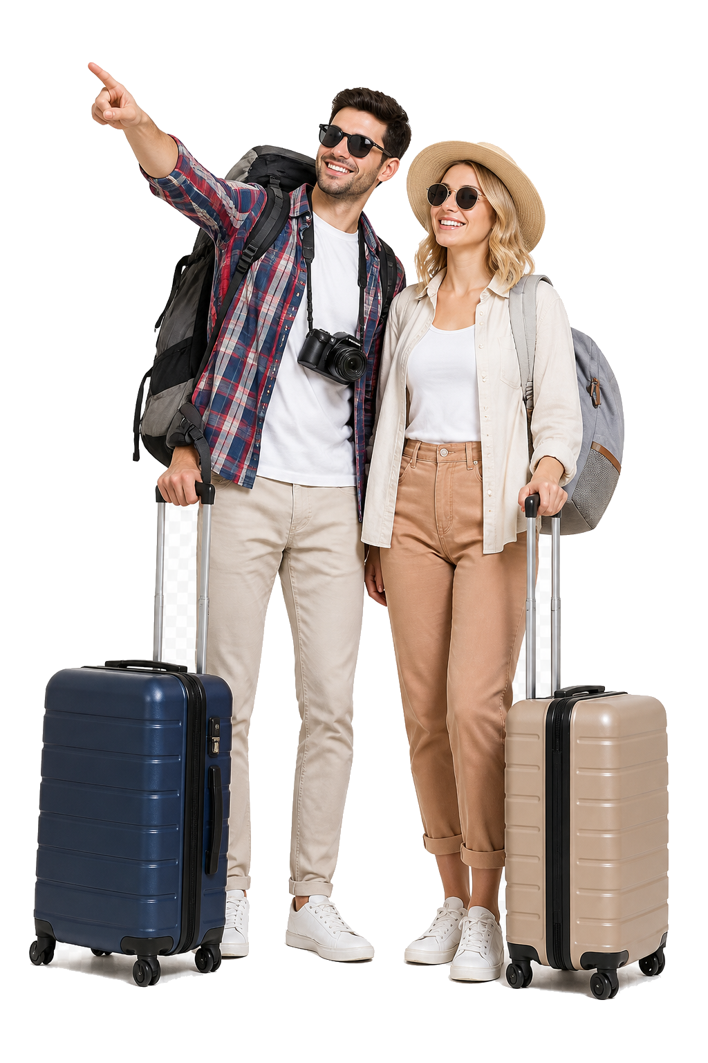 Travelers with luggage ready to explore